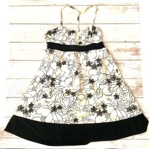 Women’s Juniors Size 3 Floral Halter Summer Spring Sundress Black White Dress